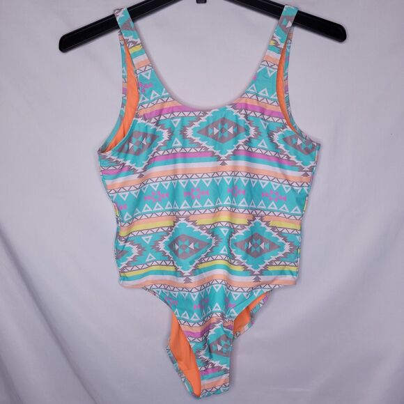 Chubbies Womens One Piece Swimsuit XL Pastel Oasis Aztec Low Back - Picture 1 of 8